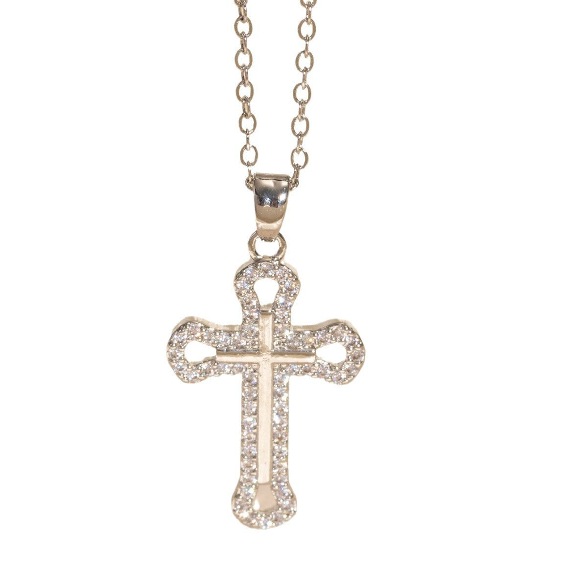Sainishops™Real Gold Electroplated Micro Inlaid Zircon Cross Necklace