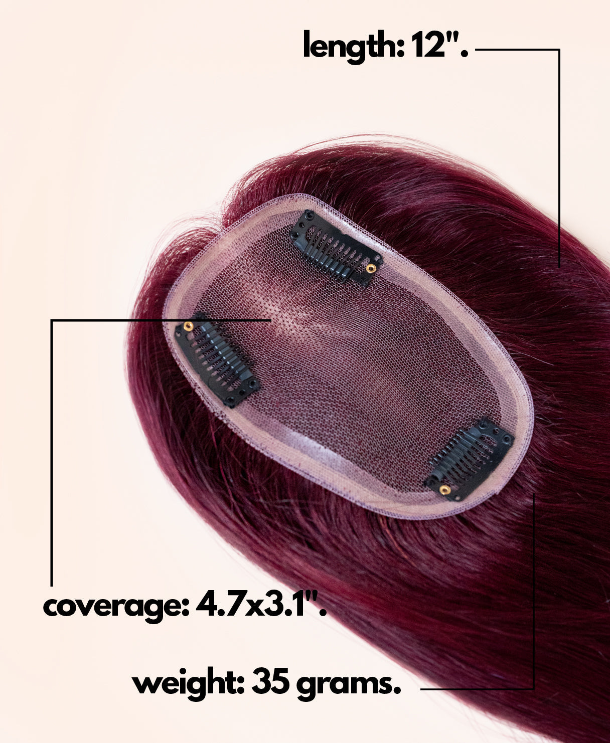 hair topper 12" cherry red.