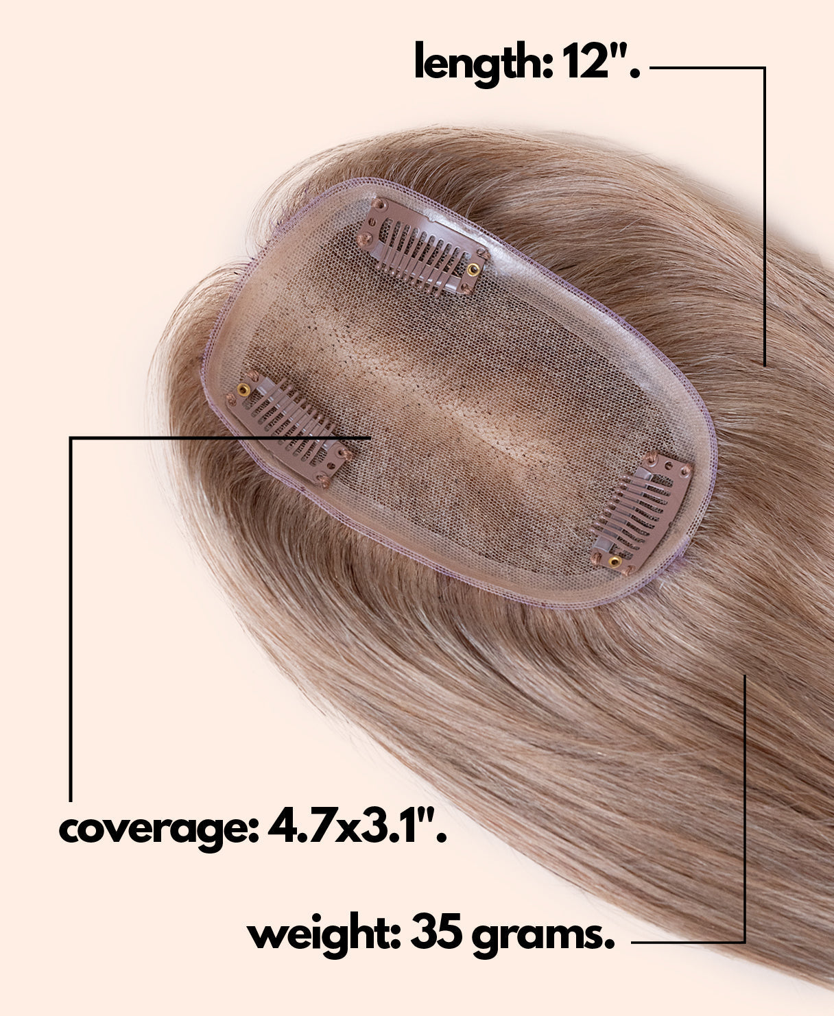 hair topper 12" ash blonde.