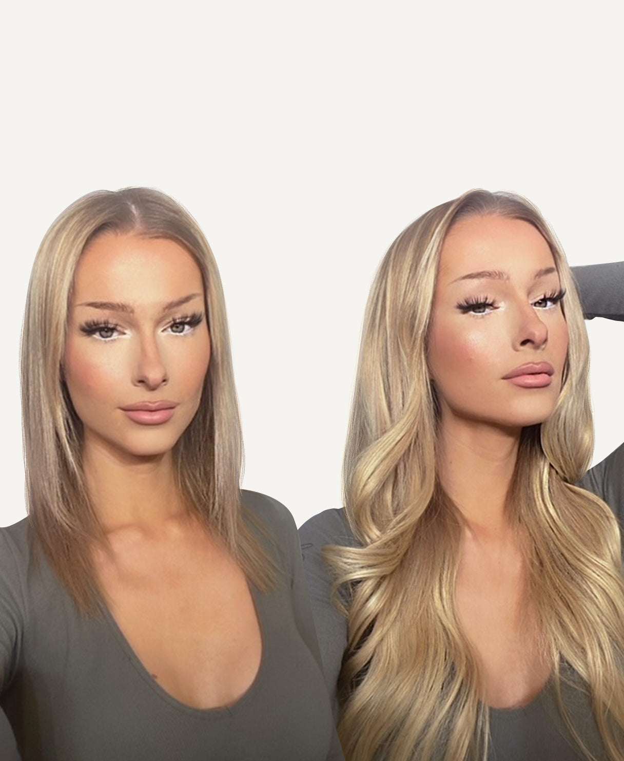 tape-in hair extensions honey blonde.