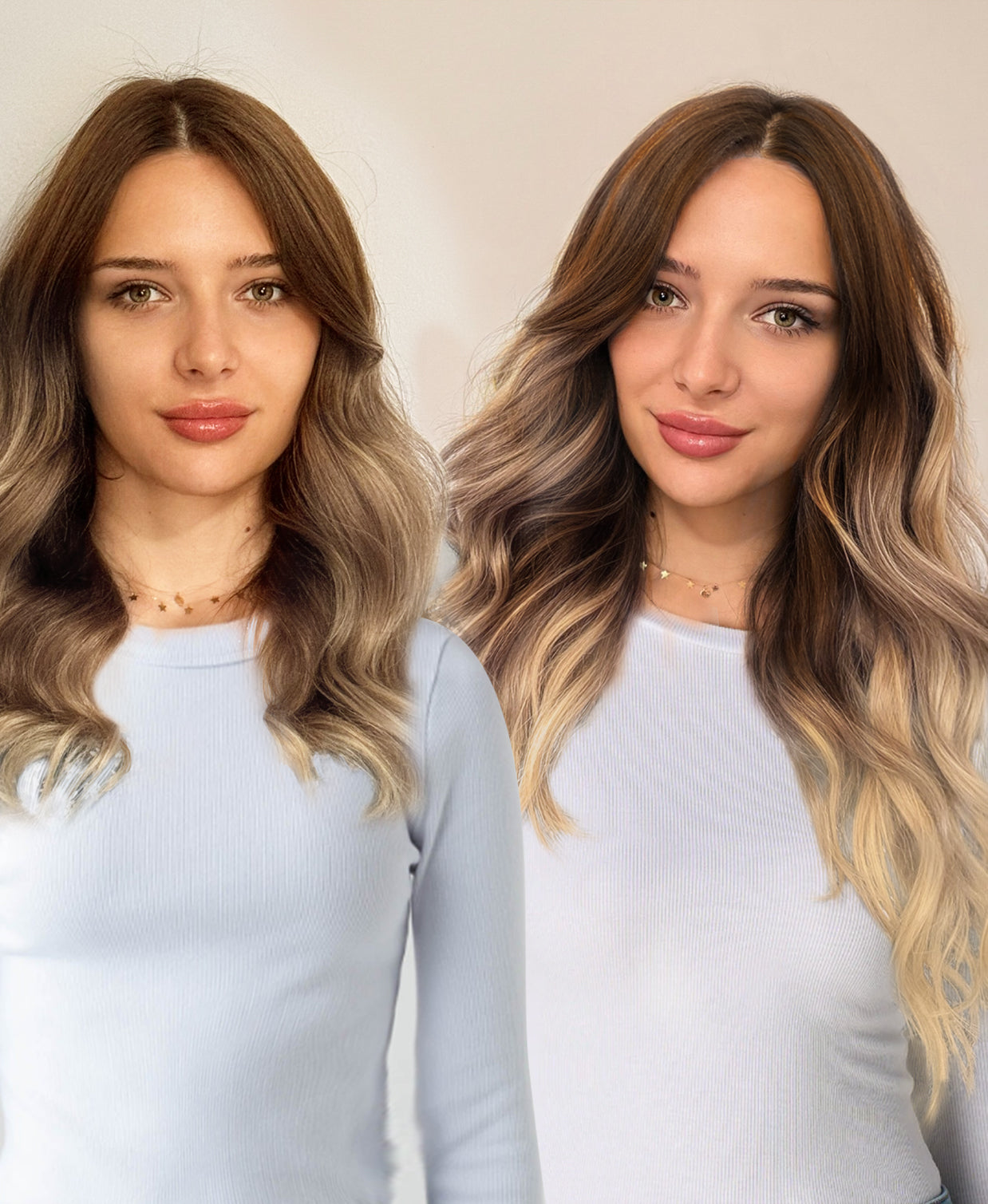 tape-in hair extensions dirty blonde rootmelt.