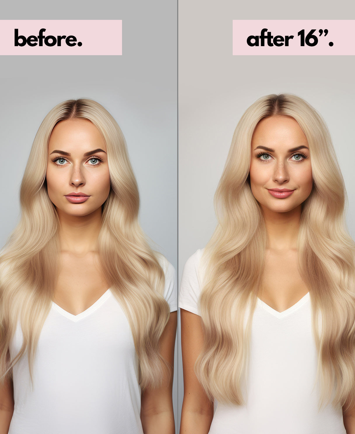 tape-in hair extensions champagne blonde.