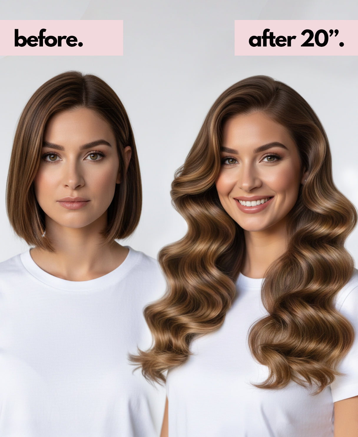 invisible clip-in hair extensions caramel balayage.