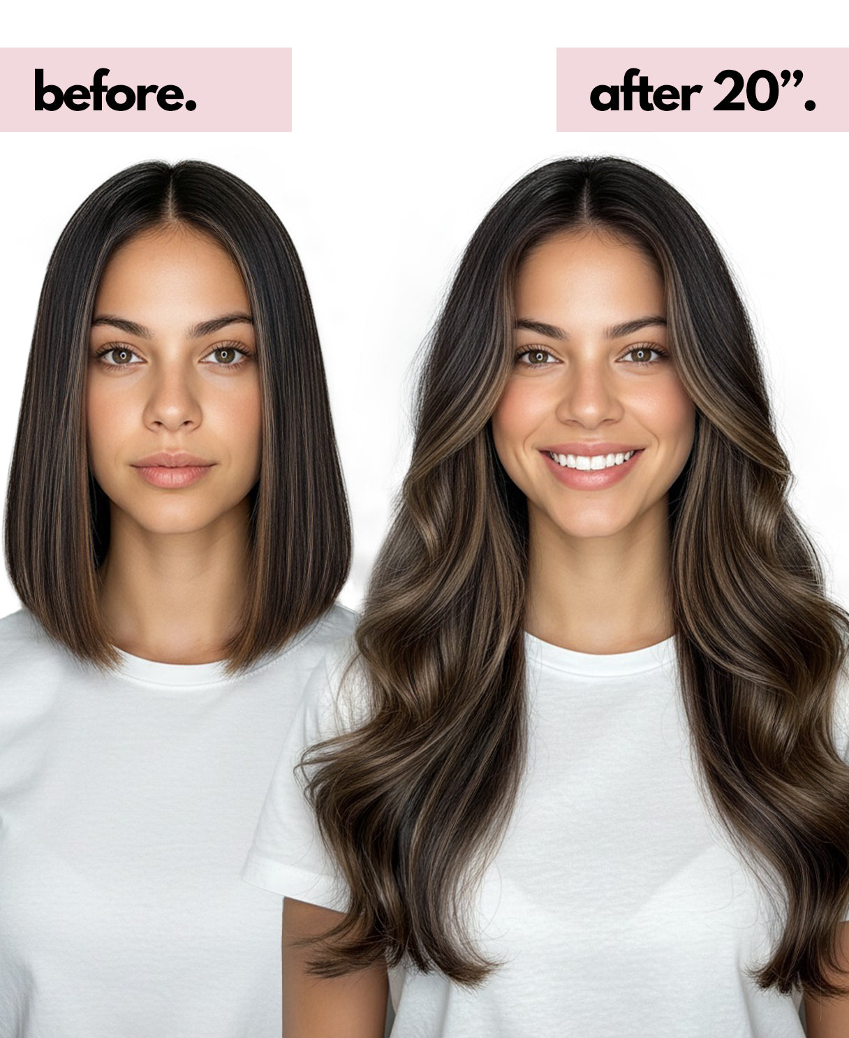 invisible clip-in hair extensions dark highlights.