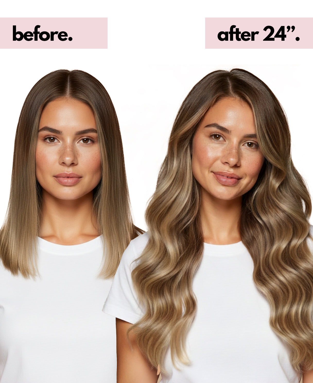 clip-in hair extensions rooted beige highlights.
