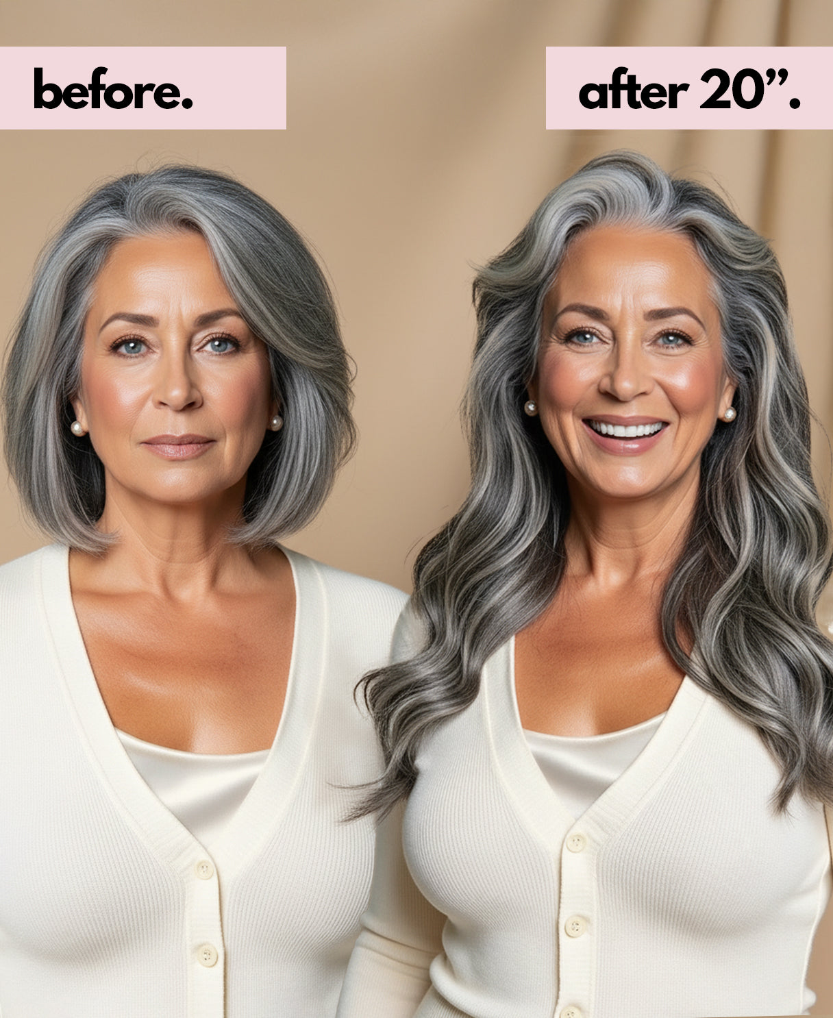 invisible clip-in hair extensions salt & pepper.