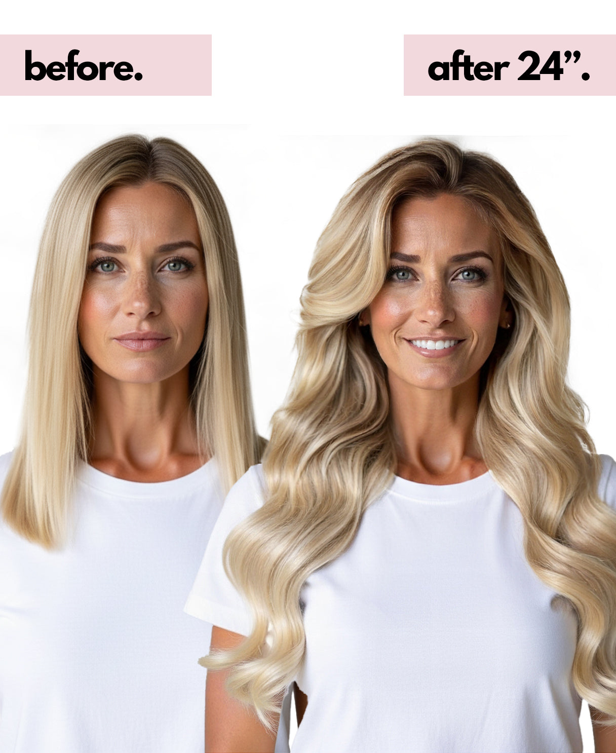 clip-in hair extensions shadow root white blonde.