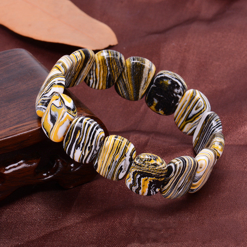 Sainishops™Golden zebra pattern original malachite bracelet