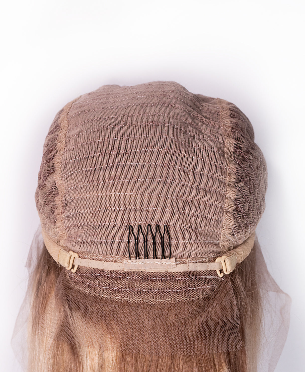 lace front human wig - 14" rooted blonde with highlights.