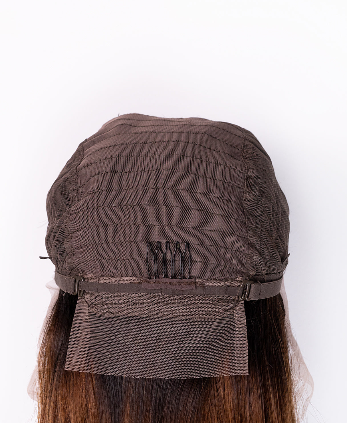 lace front human wig - 14" rooted brown.