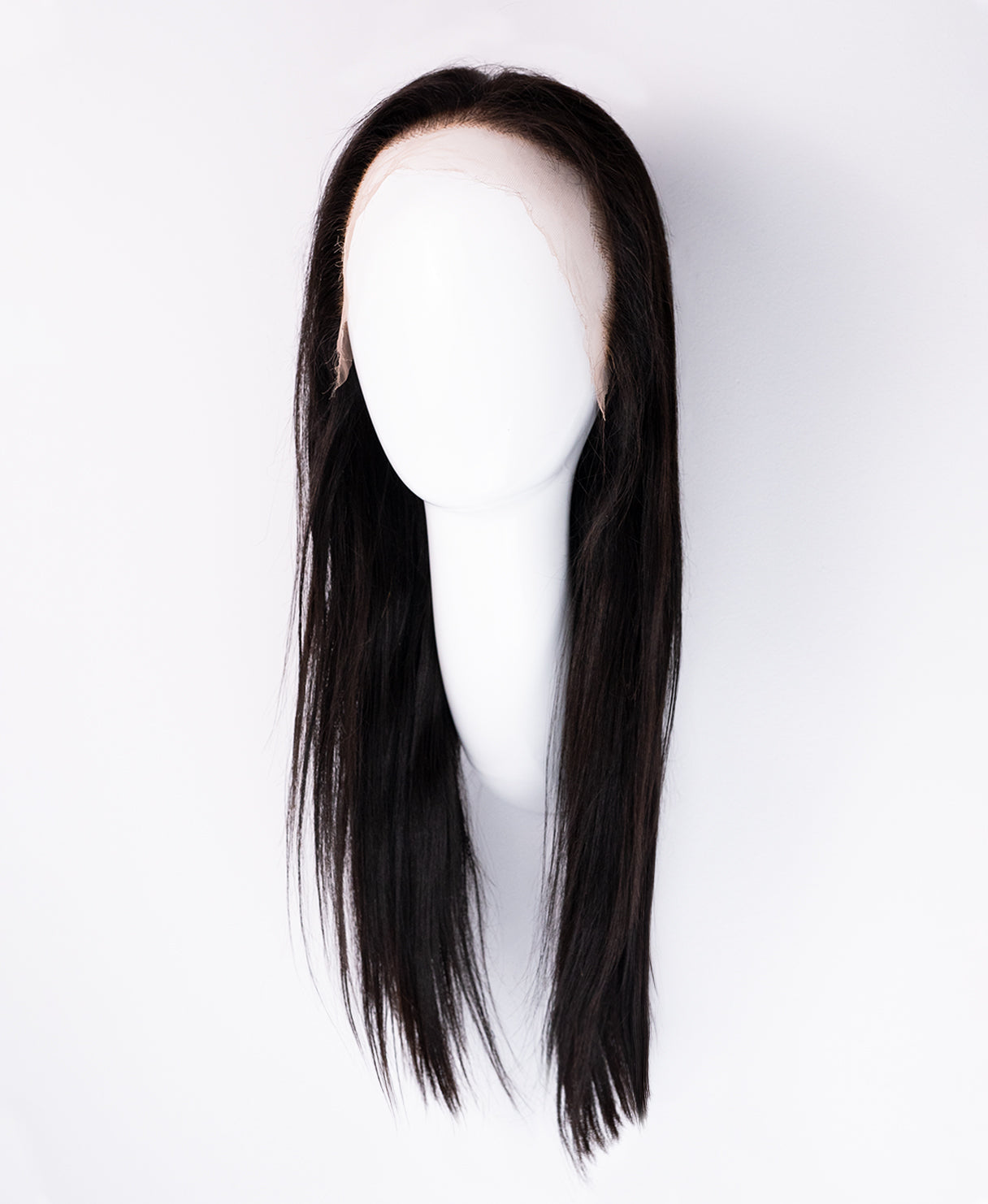 lace front layered human wig - 16" natural black.