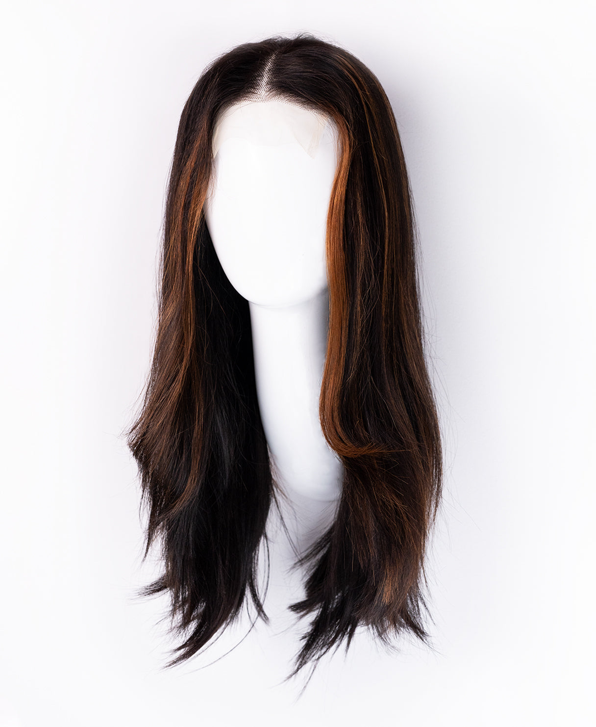 lace front human wig - 18" mocha balayage.
