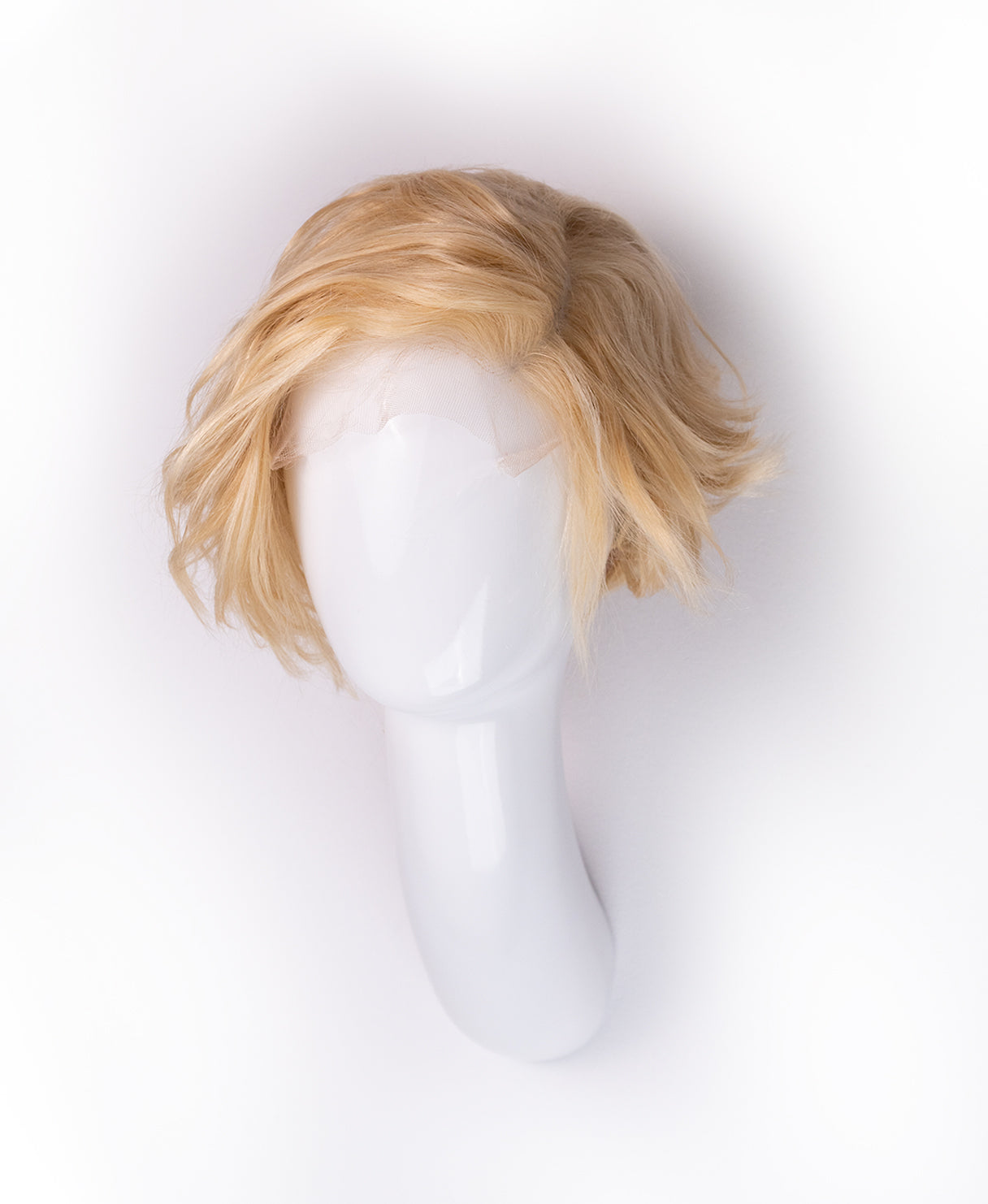 asymmetric wedge human wig - 6" light blonde.