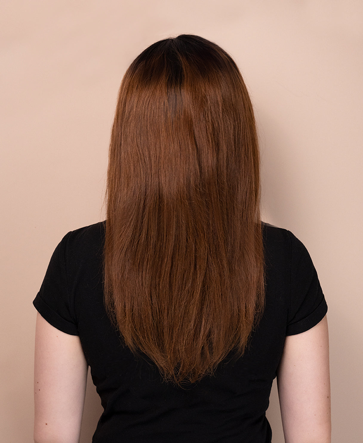 lace front human wig - 18" rooted brown.