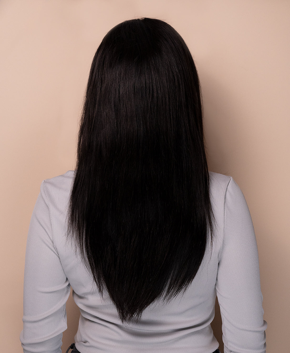 lace front layered human wig - 16" natural black.