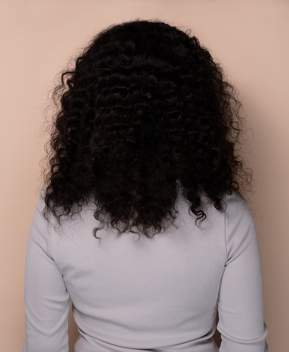 lace front human wig - 16" 3a curly natural black.