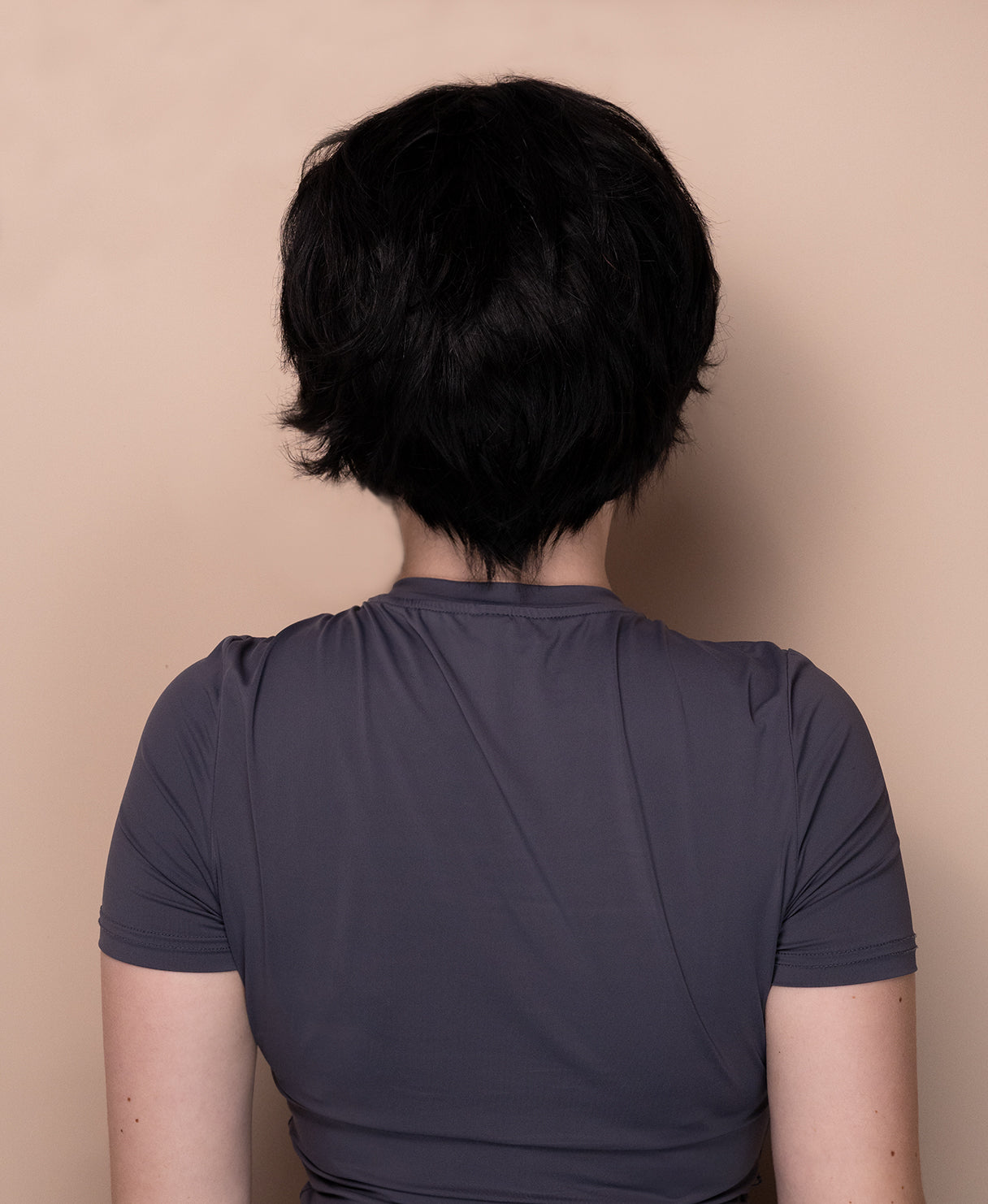 layered lace front human wig - 8" natural black.