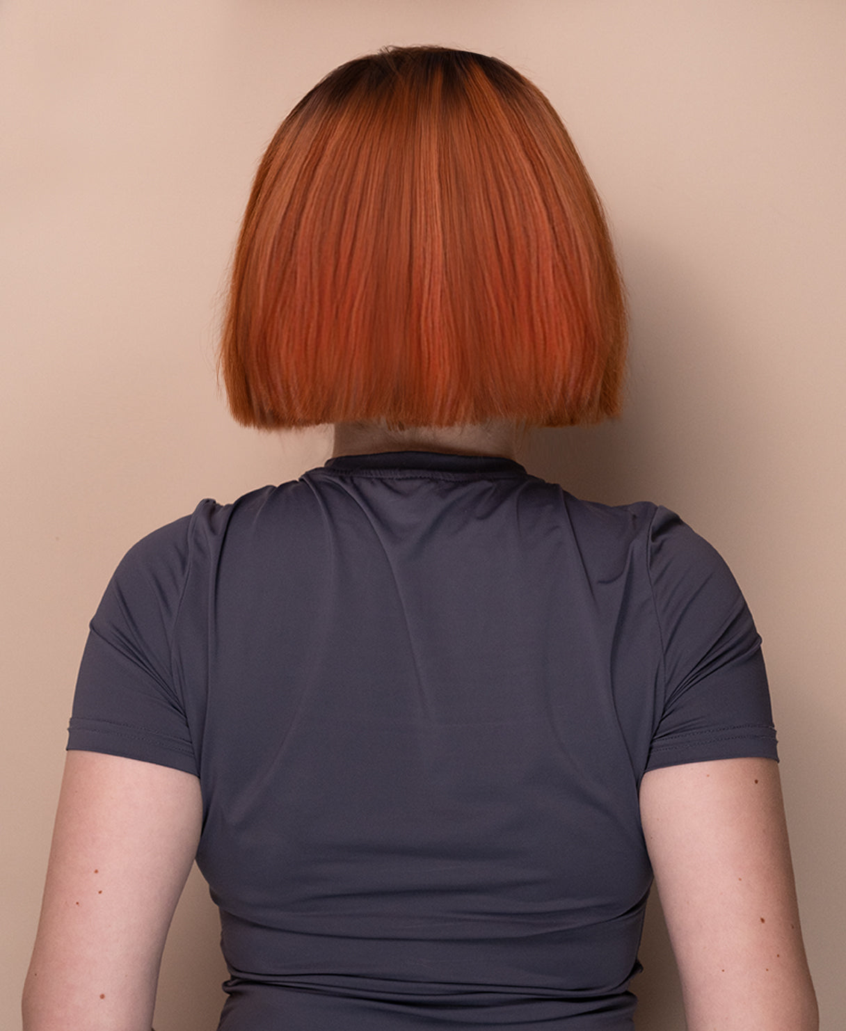 lace front bob human wig - 8" rooted ginger.