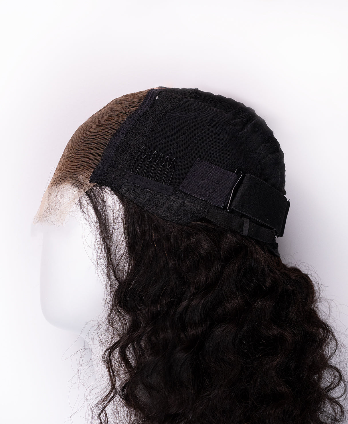 lace front human wig - 16" 3a curly natural black.