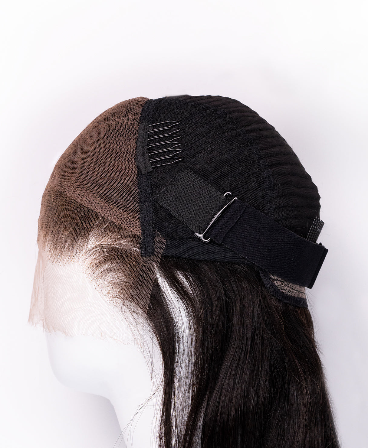 lace front layered human wig - 16" natural black.