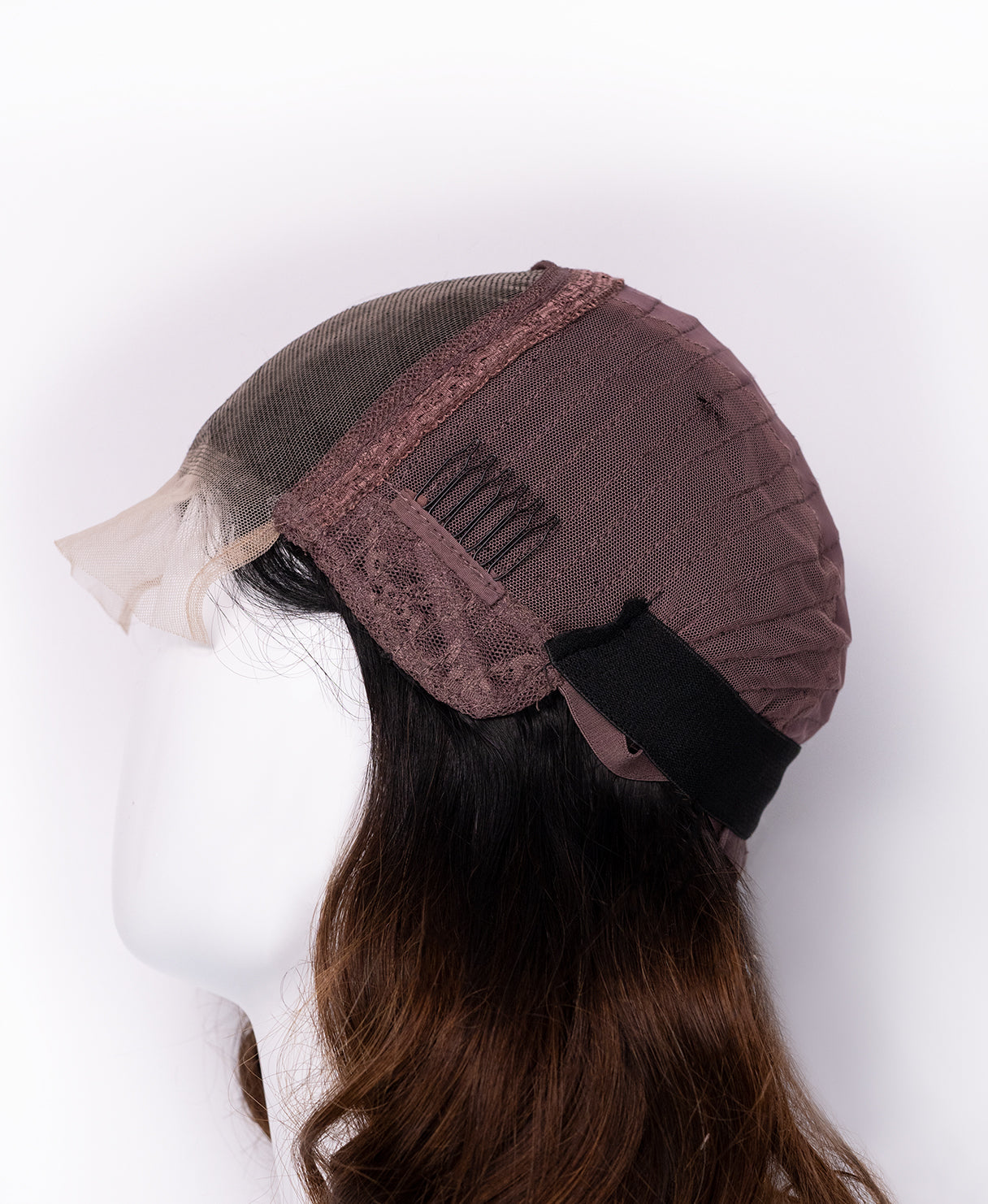 lace front human wig - 10" rooted brown bouncy curls.