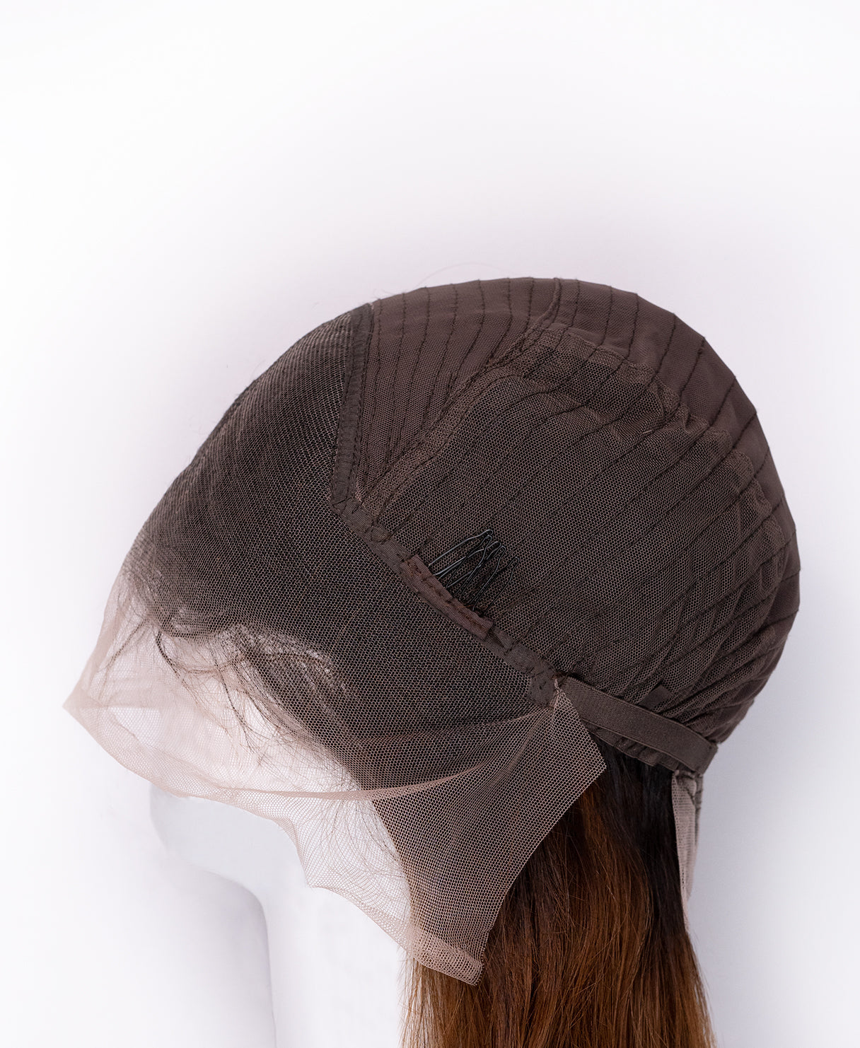 lace front human wig - 14" rooted brown.