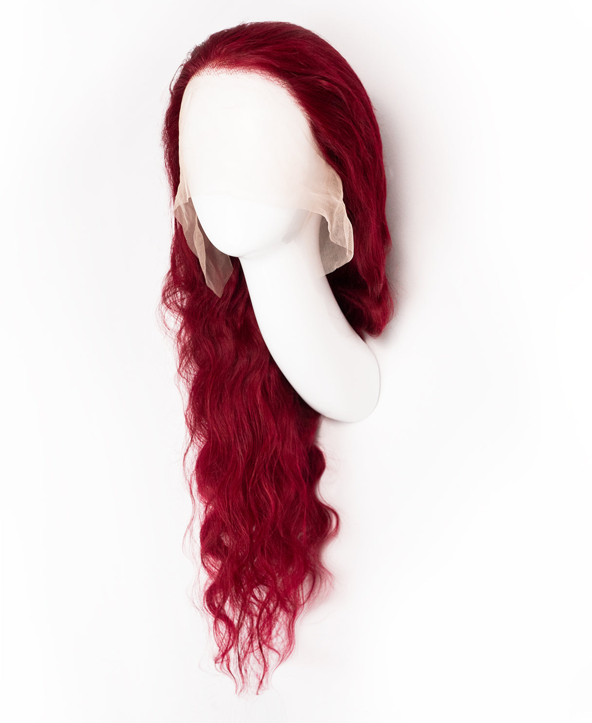 lace front human wig wavy 13x4 - 30" cherry red.