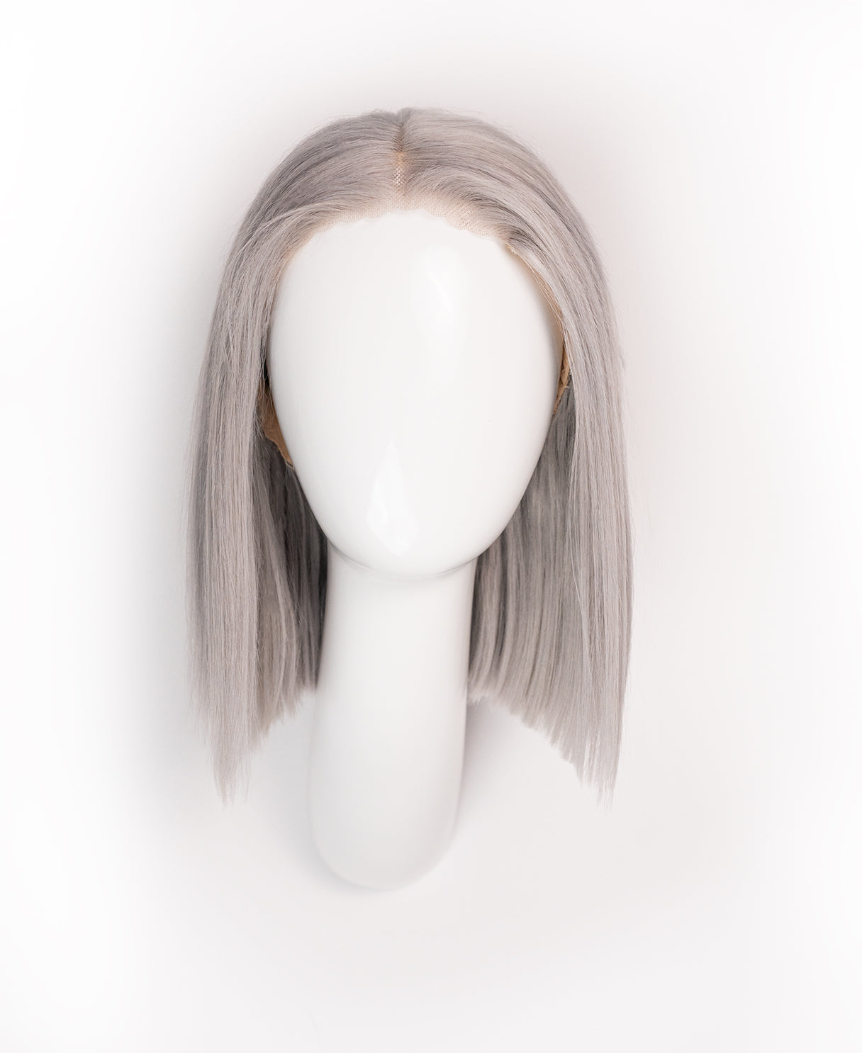put on & go pre-cut lace human wig - 10" silver grey.