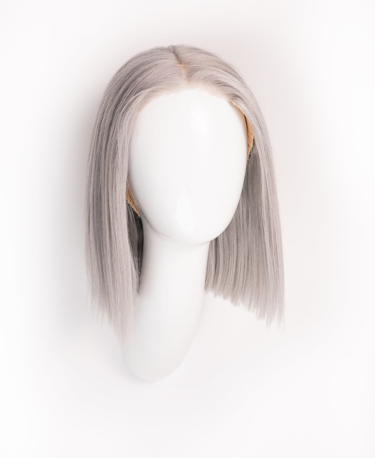 put on & go pre-cut lace human wig - 10" silver grey.