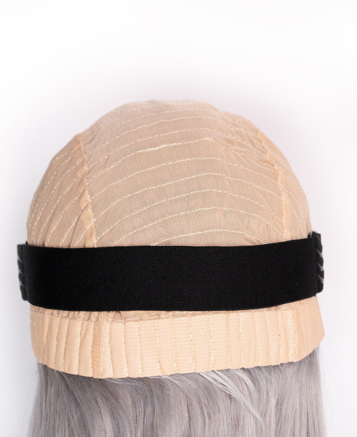 put on & go pre-cut lace human wig - 10" silver grey.