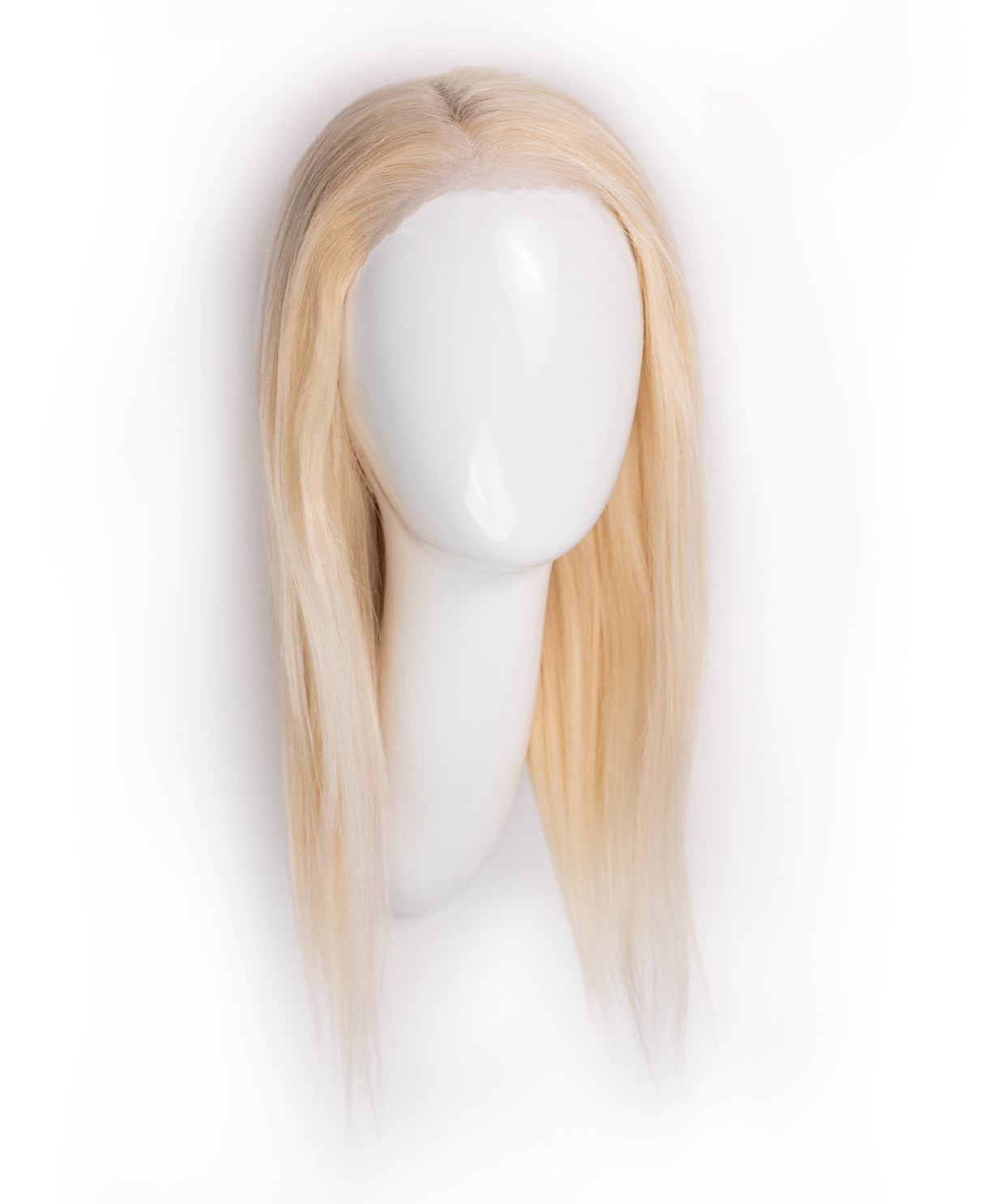 put on & go pre-cut lace human wig - 14" light blonde.
