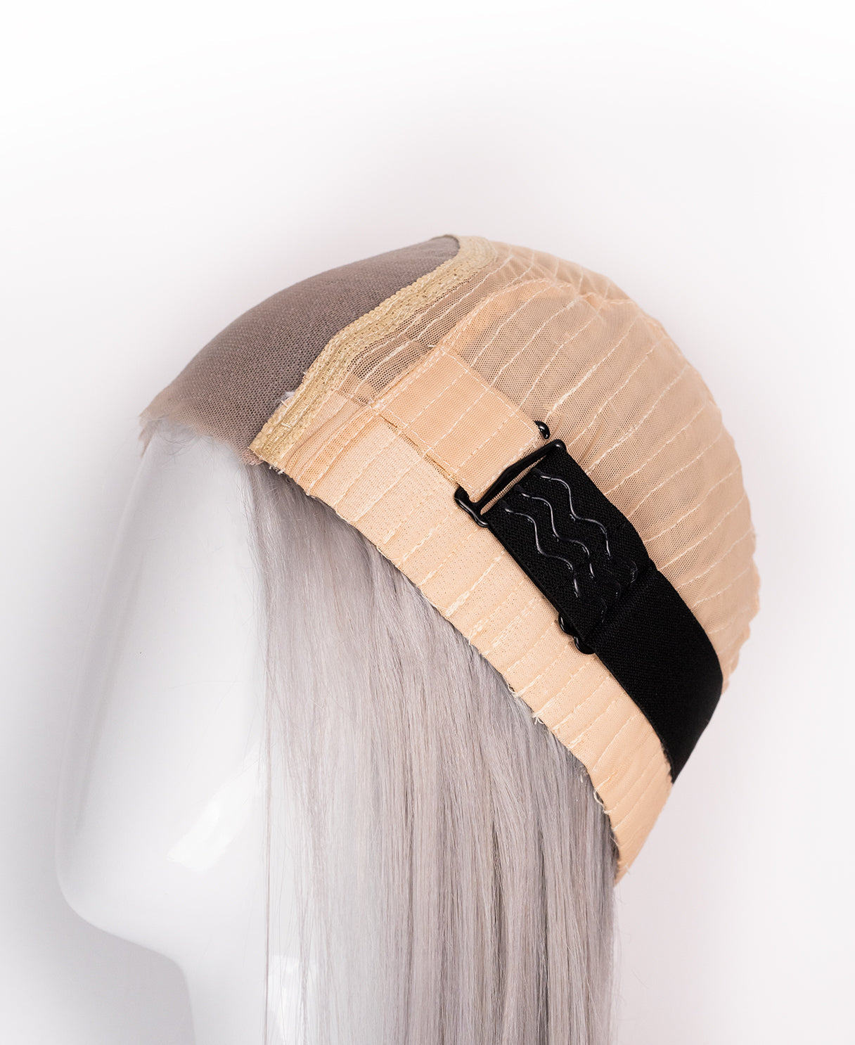 put on & go pre-cut lace human wig - 10" silver grey.