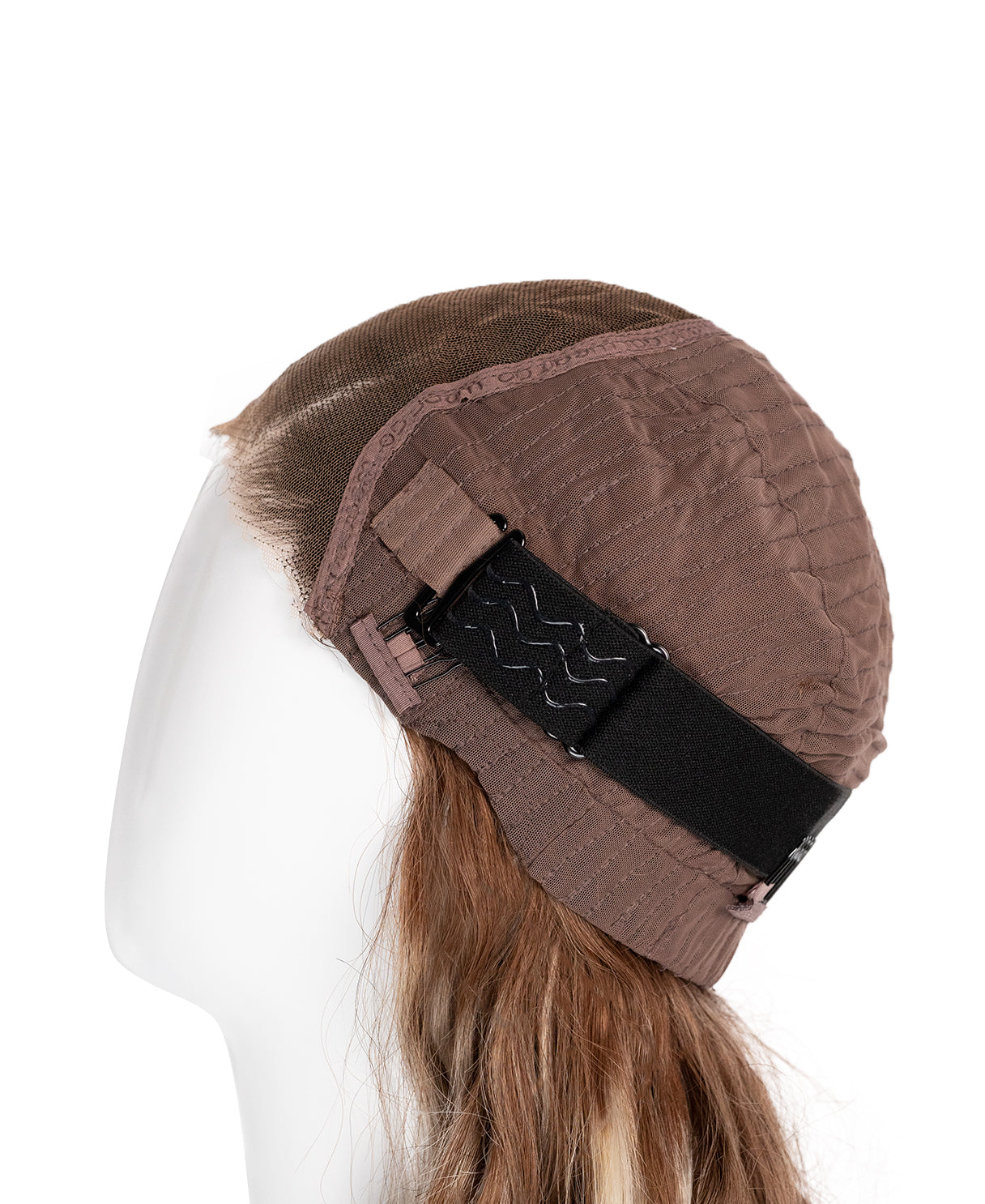 put on & go pre-cut lace wavy human wig - 24" bronzed highlights.