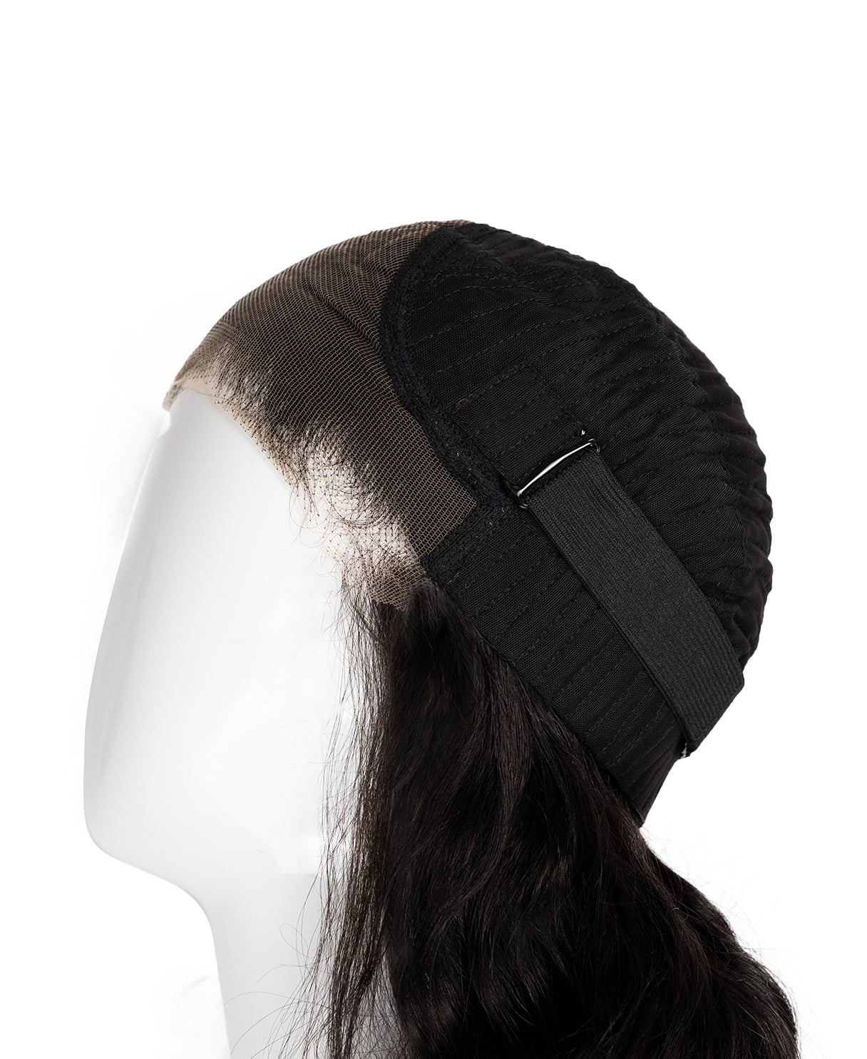 put on & go pre-cut lace curly human wig - 14" natural black.