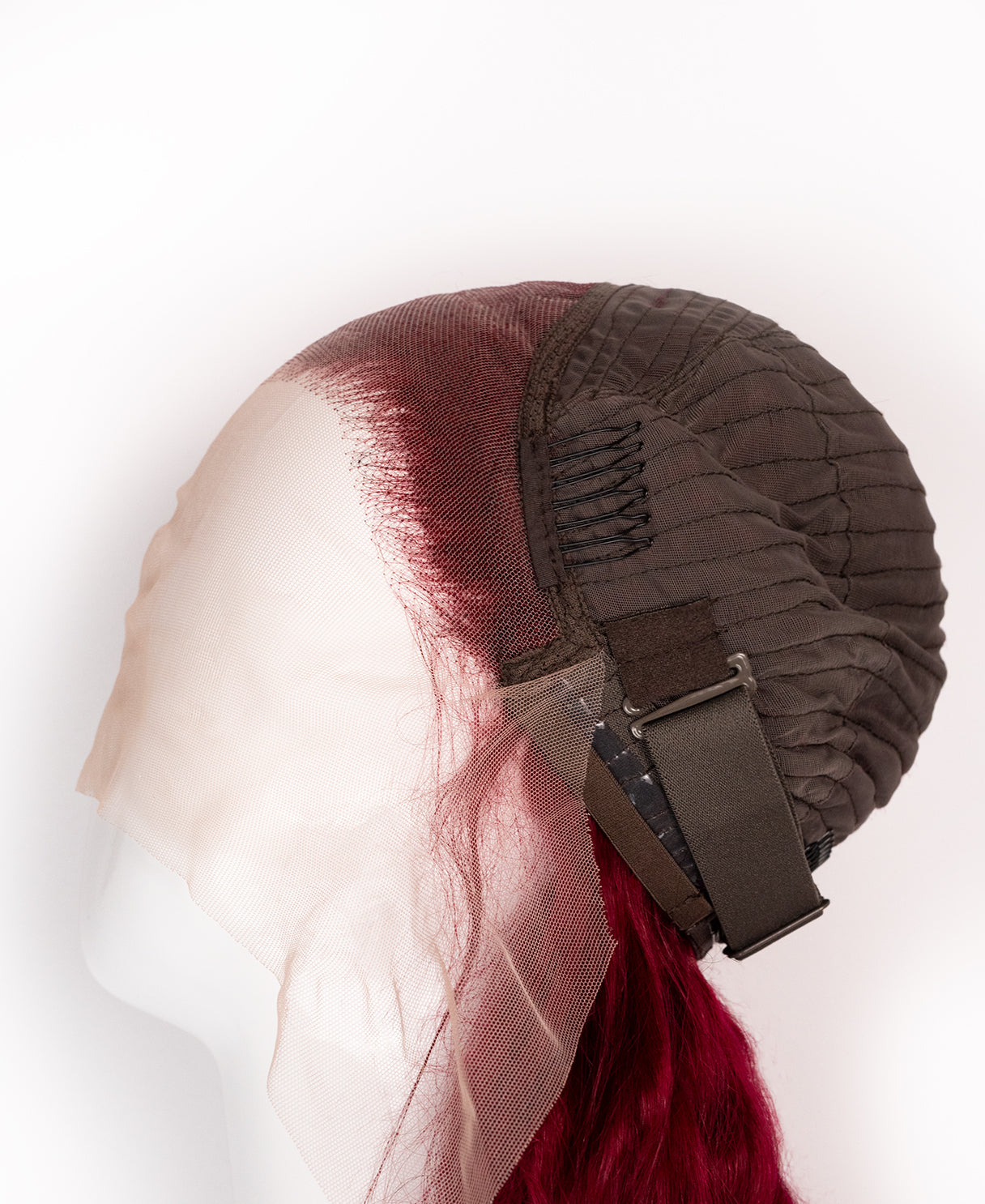 lace front human wig wavy 13x4 - 30" cherry red.