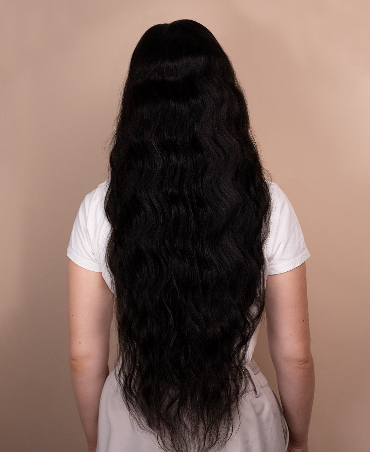 lace front human wig wavy 5x5 - 32" natural black.