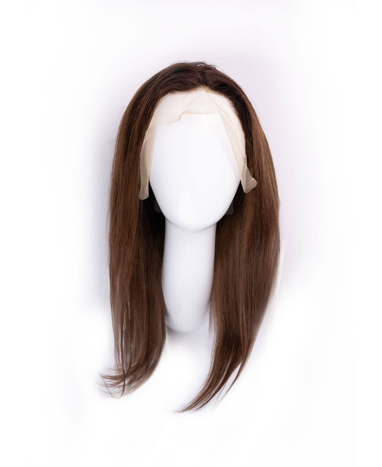 lace front human wig - 18" rooted brown.