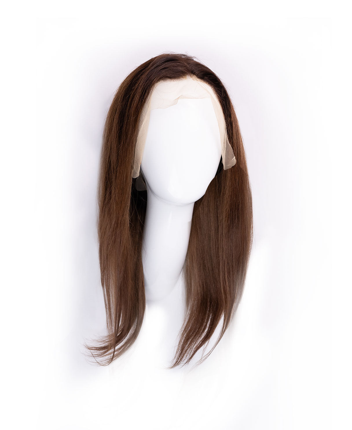 lace front human wig - 18" rooted brown.