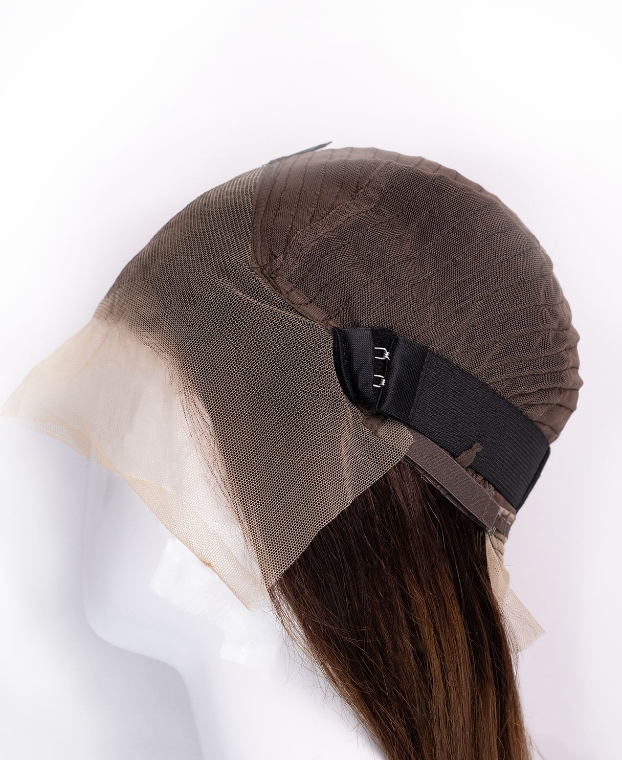 lace front human wig - 18" rooted brown.