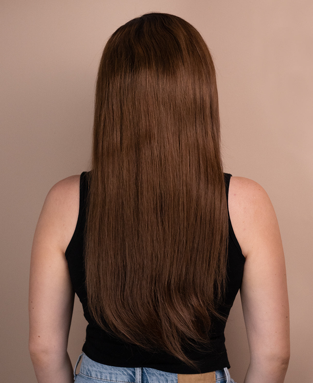 lace front human wig - 20" rooted brown.