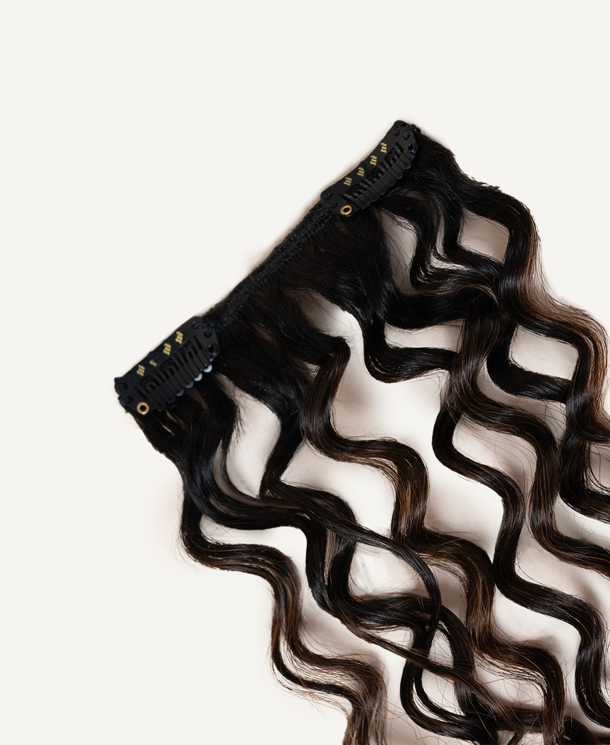 curly (3A curls) clip-in hair extensions mocha balayage.