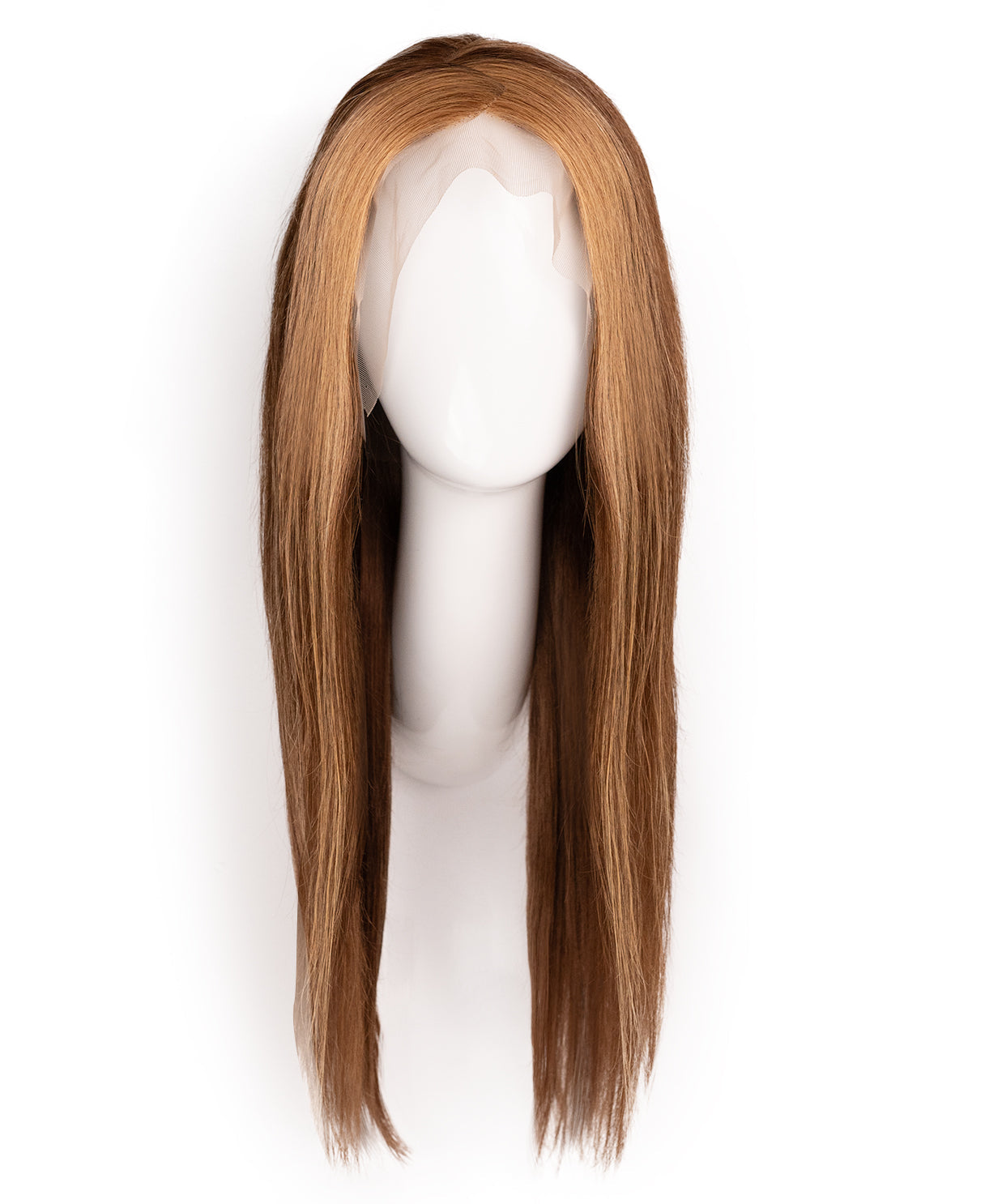 lace front human wig - 20" brown moneypiece.