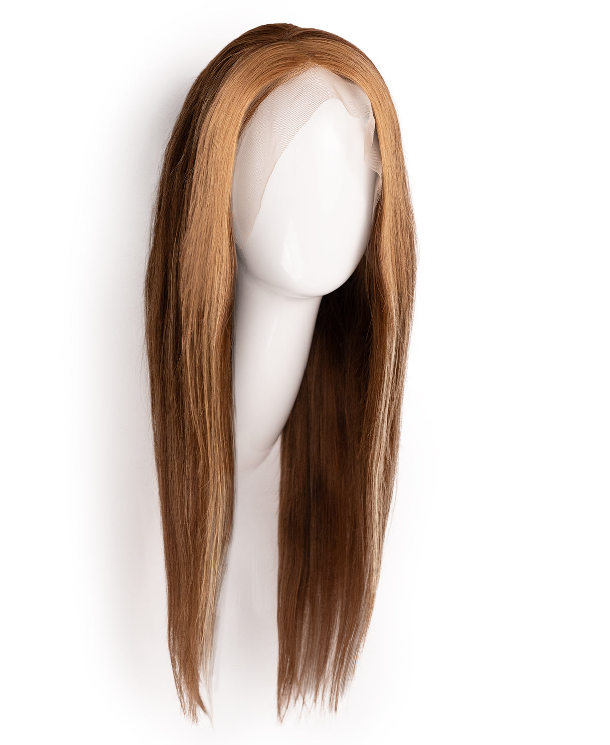 lace front human wig - 20" brown moneypiece.