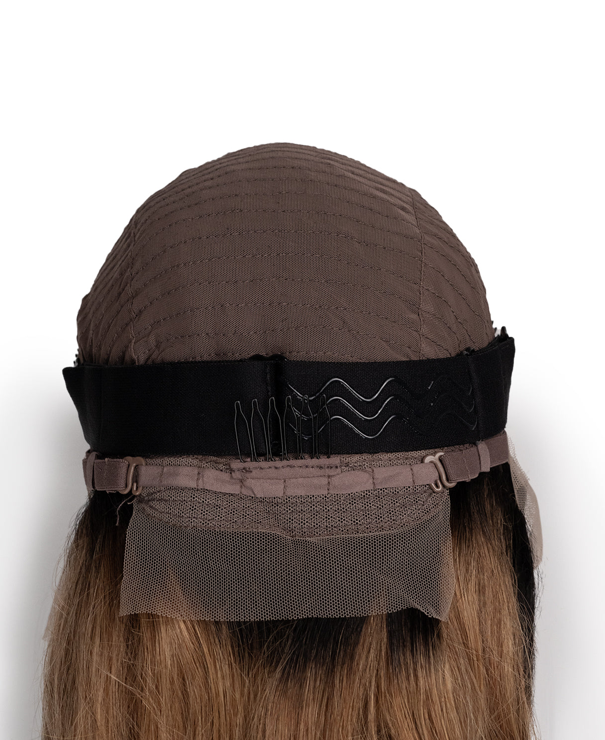 lace front human wig - 18" rooted caramel bouncy curls.