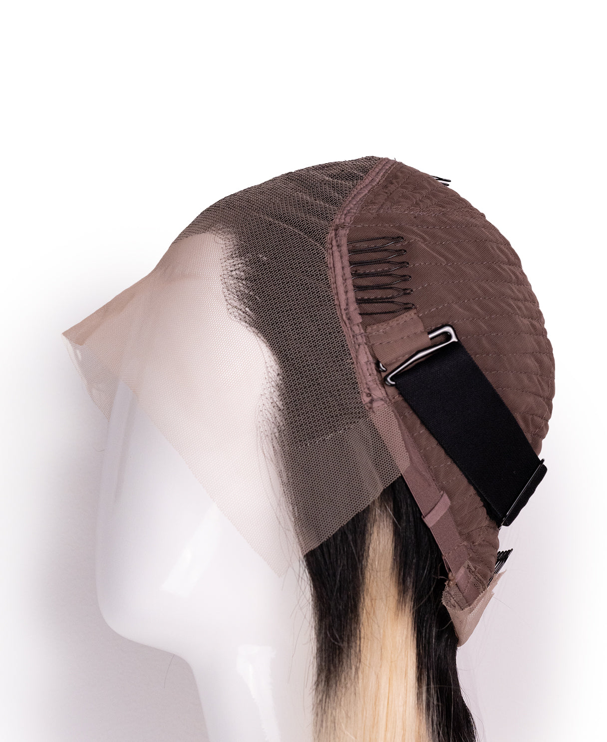 lace front human wig - 16" rooted platinum blonde.