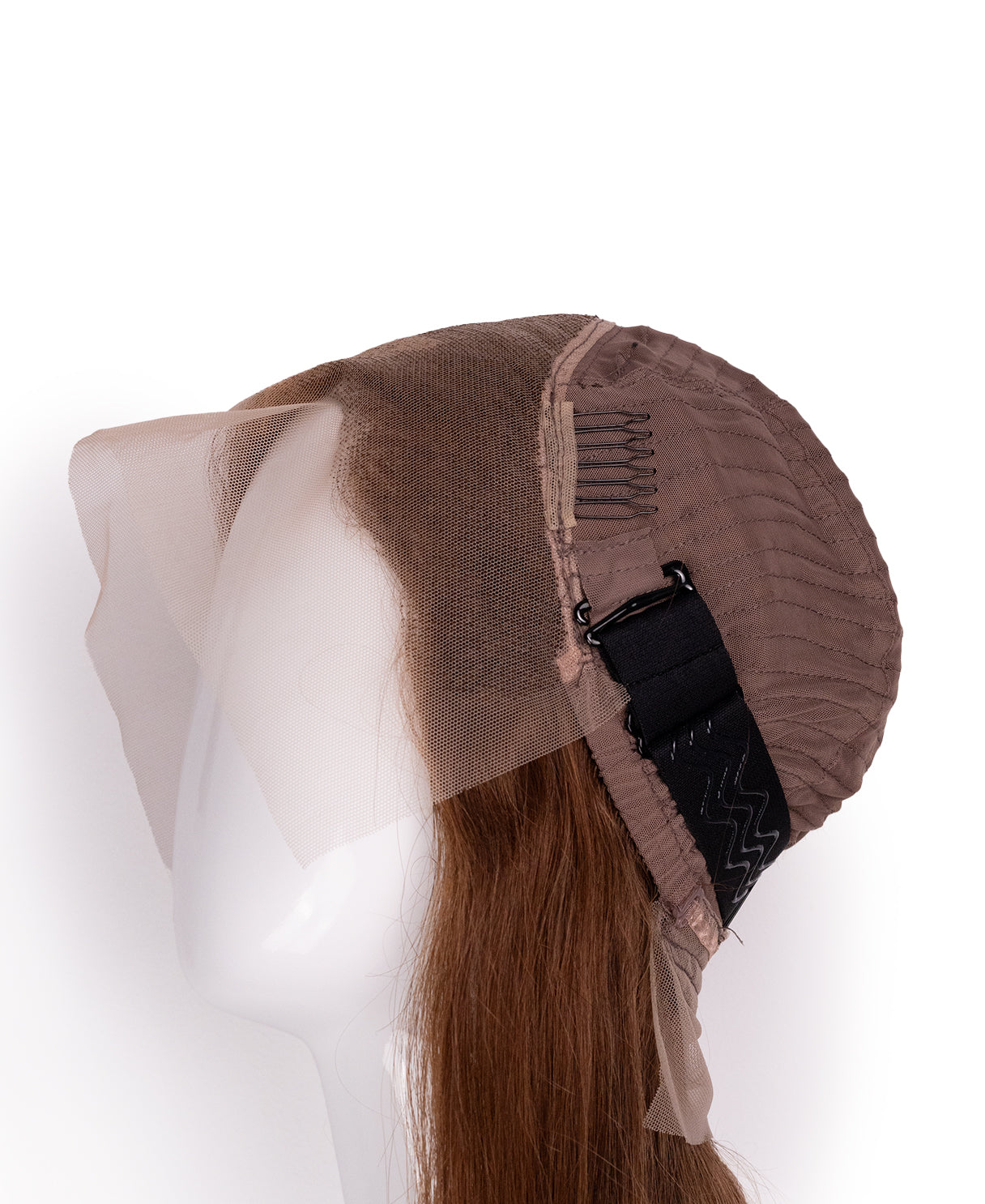 lace front human wig - 20" brown moneypiece.