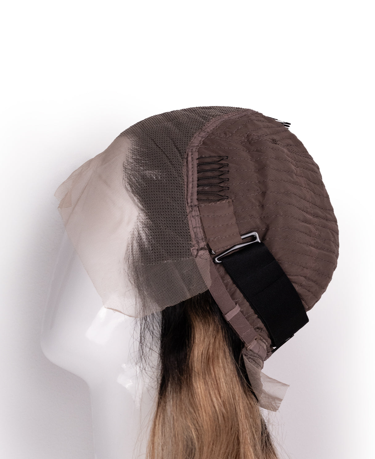 lace front human wig - 18" rooted caramel bouncy curls.