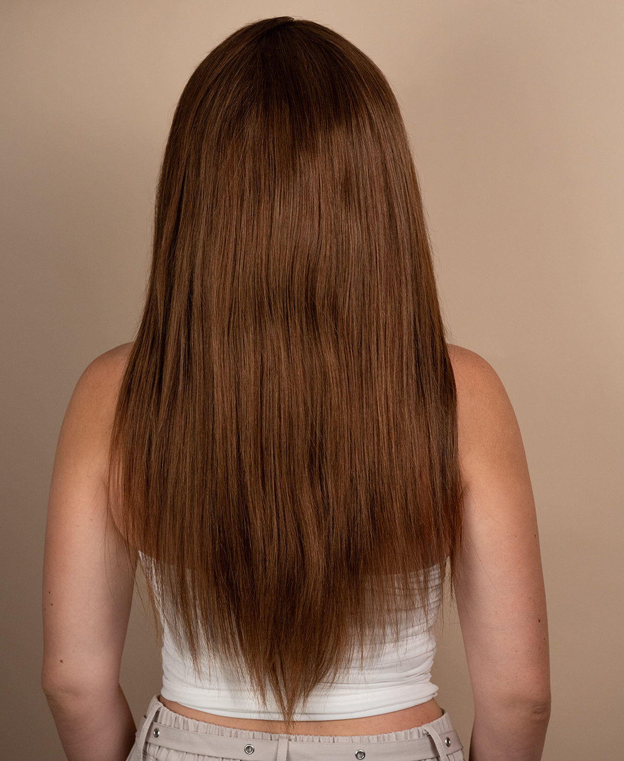 lace front human wig - 20" brown moneypiece.