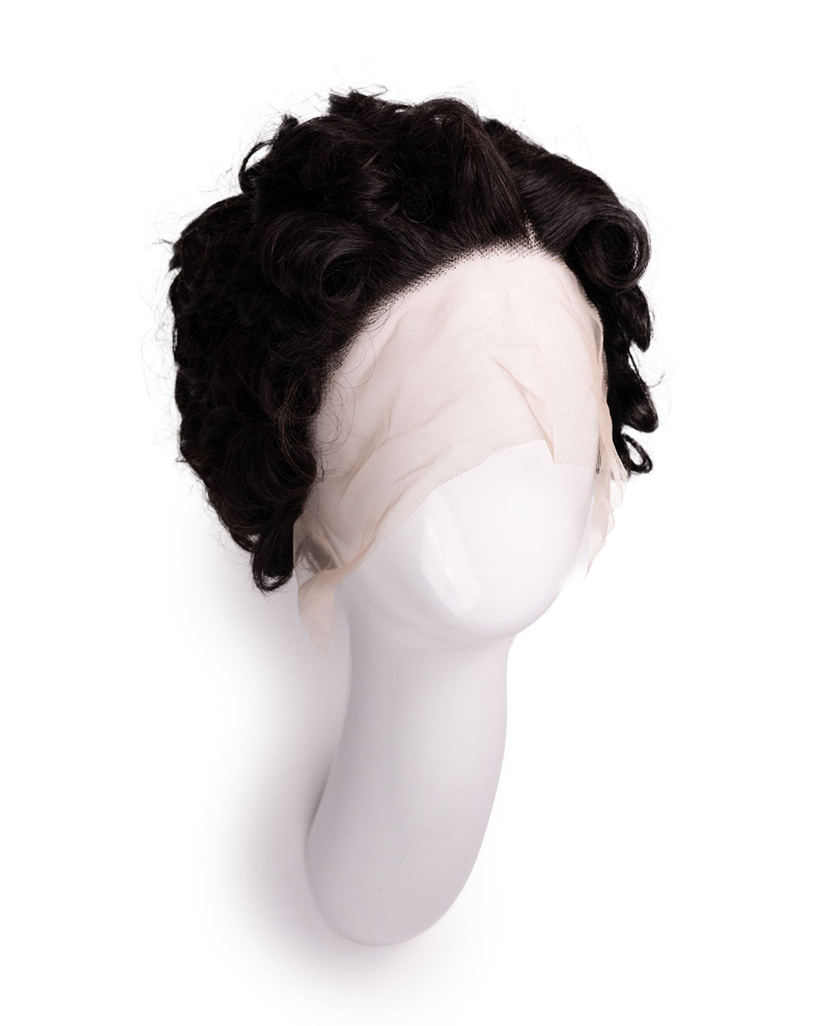 t-part curly human wig - 6" natural black.