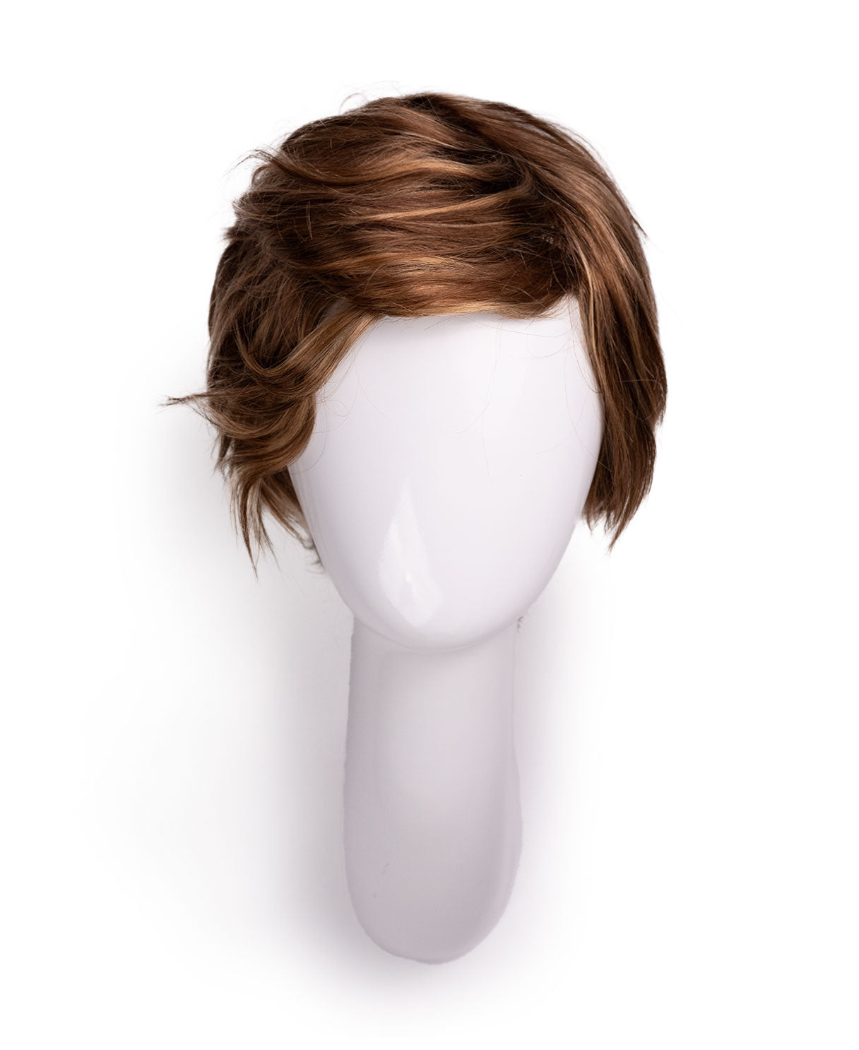 wedge cut human wig - 8" bronzed highlights.